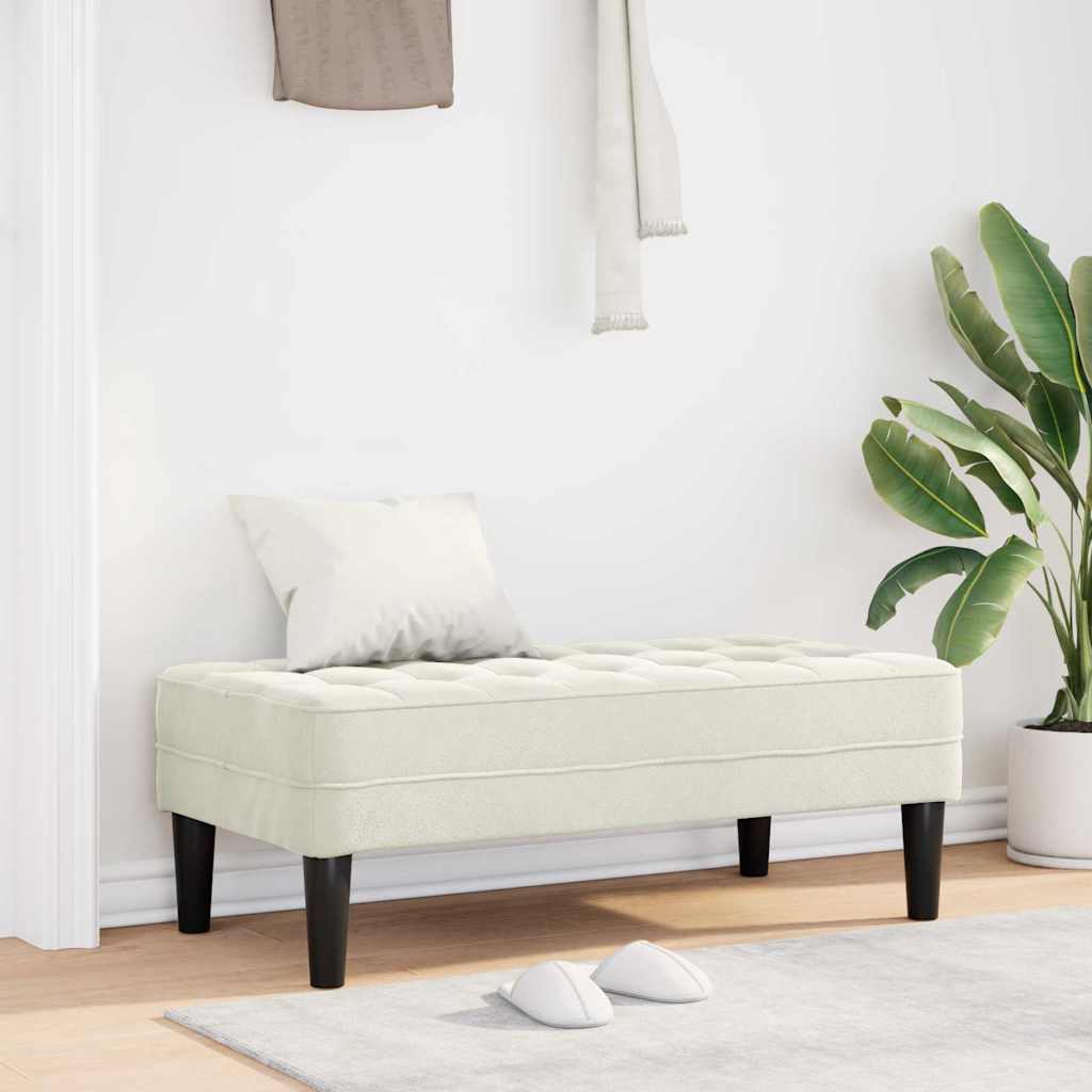 bænk med pude Creme 113 x 57 x 39 cm Fløjl
