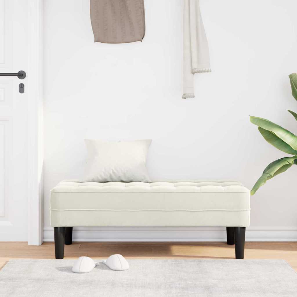bænk med pude Creme 113 x 57 x 39 cm Fløjl