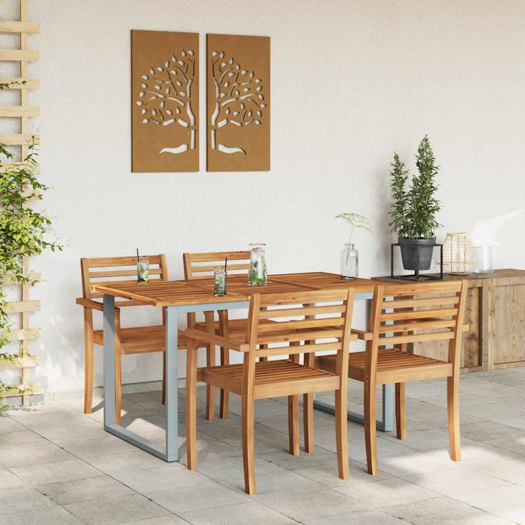 Havemøbel Bord Grå 140 x 80 x 75 cm Massivt Akacietræ