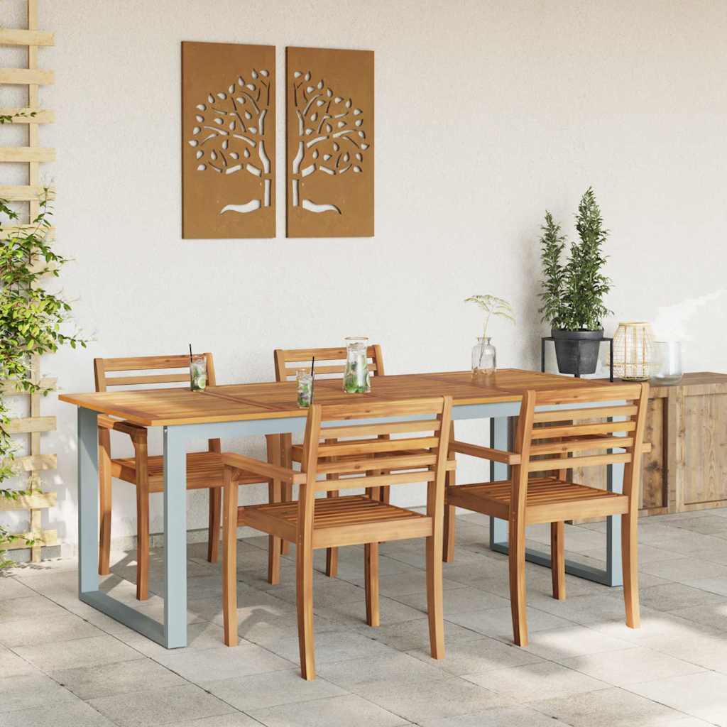 Havemøbel Bord Grå 200 x 90 x 75 cm Massivt Akacietræ