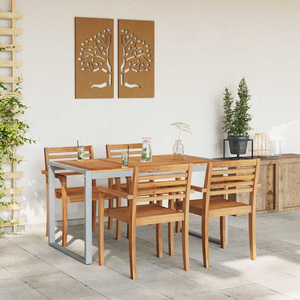 Havemøbel Bord Grå 140 x 80 x 75 cm Massivt Akacietræ