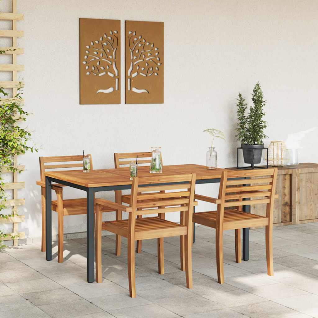 Udendørs Bord Naturlig og sort 150 x 90 x 75 cm