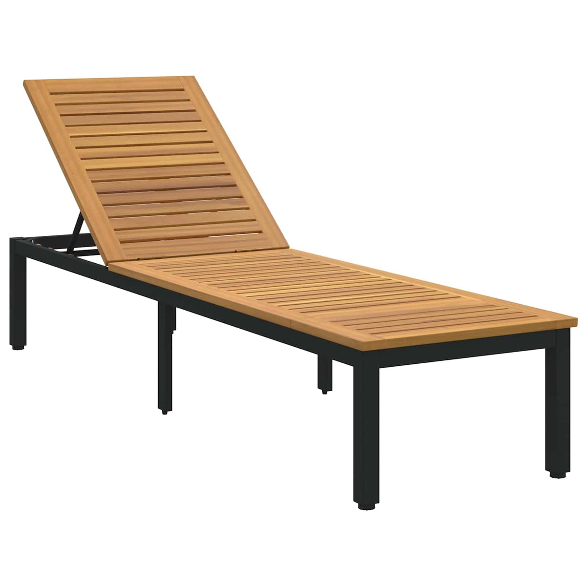 Liggestol Sort 200 x 55 x 35 cm Massivt Akacietræ