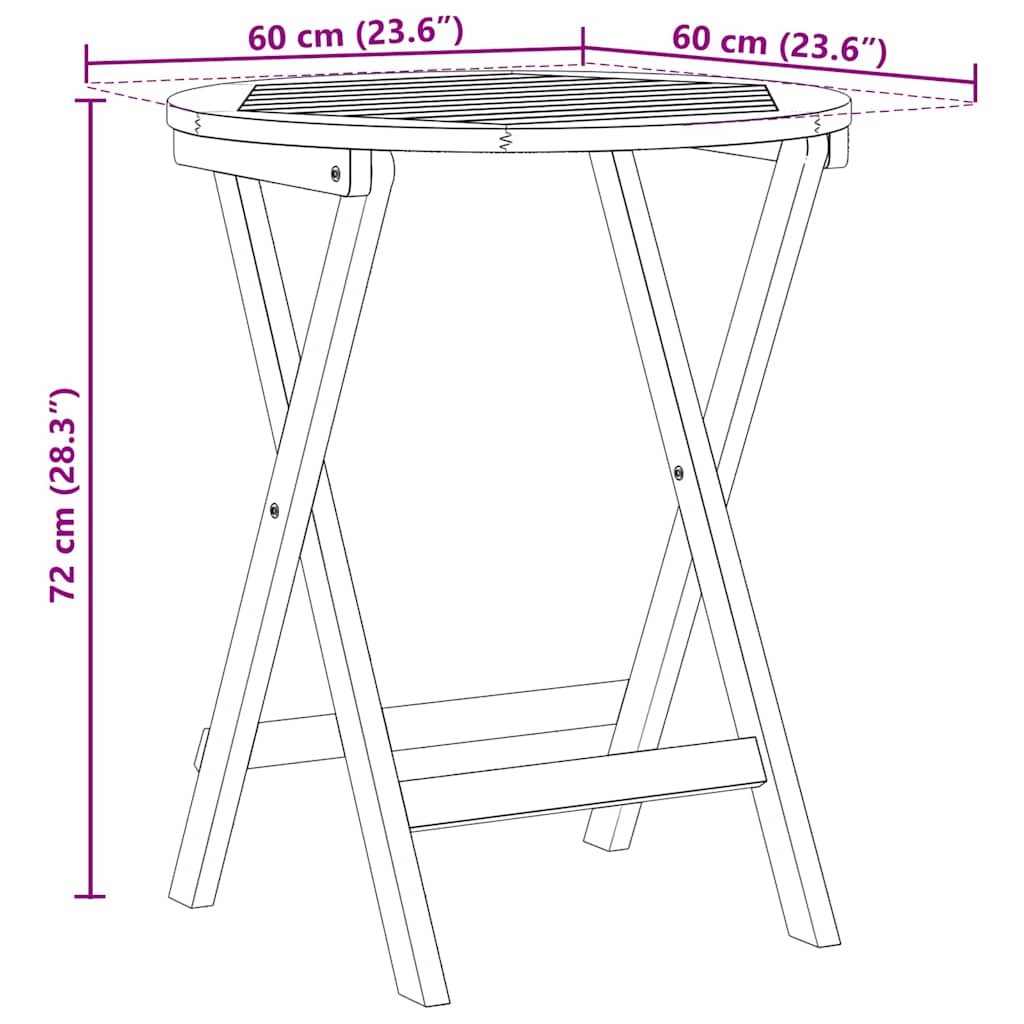 Havemøbel Bord Naturfarvet 60 x 60 x 72 cm Massivt Akacietræ