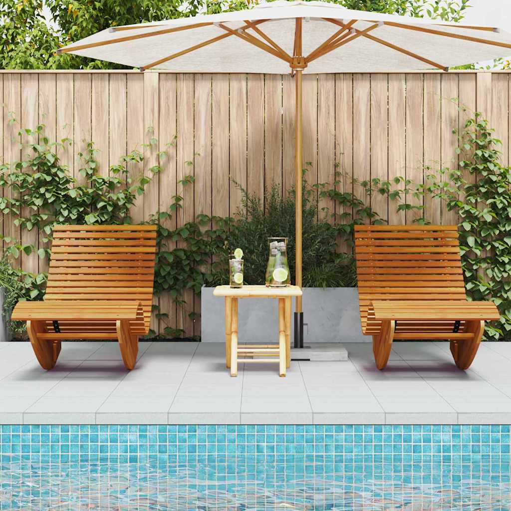 Lounger 2 stk. Massivt Akacietræ Brun