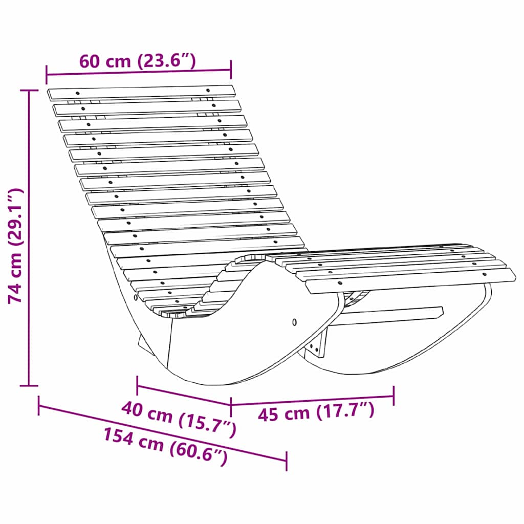Lounger 2 stk. Massivt Akacietræ Brun