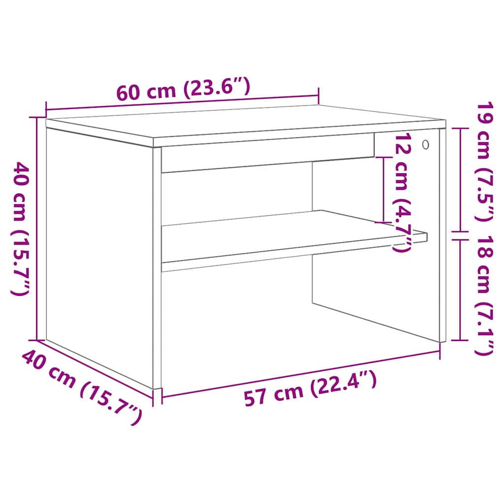 tv-bord 60x40x40 cm konstrueret træ sonoma-eg