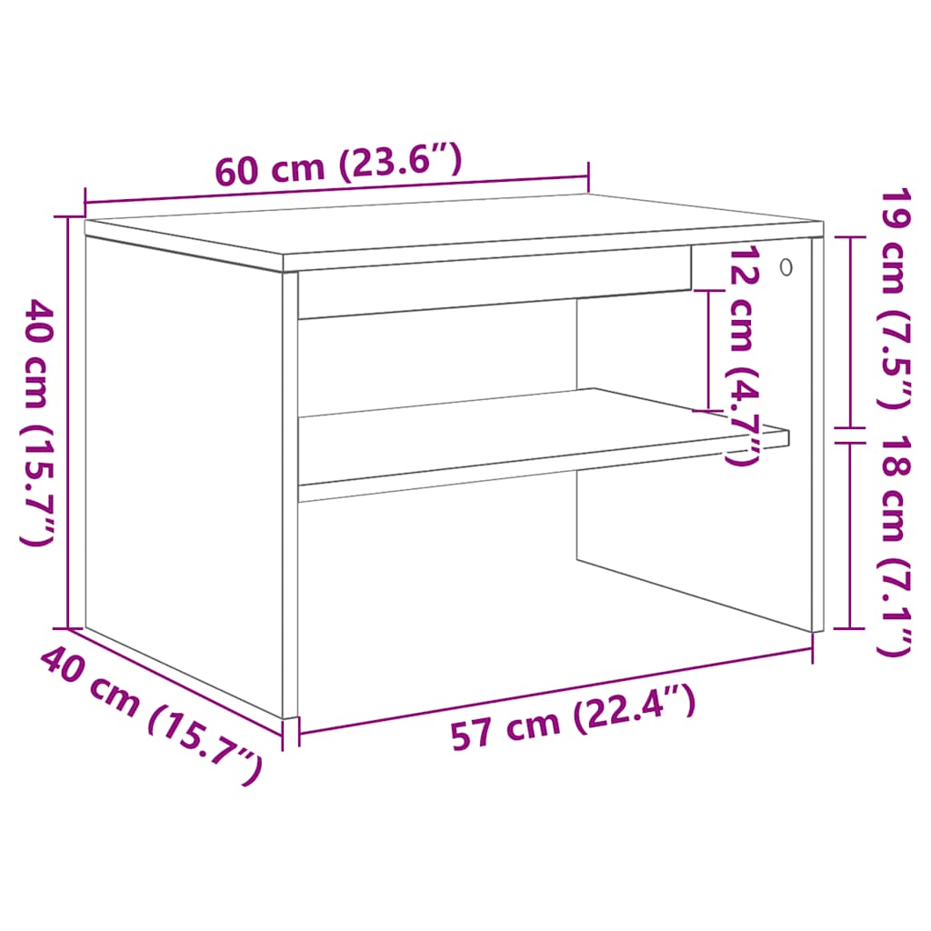 tv-bord 60x40x40 cm konstrueret træ kunsteg