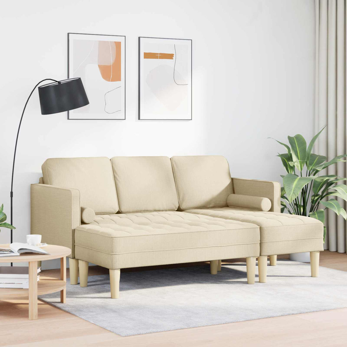 Sofa Sæt 2 stk. Creme Polyester