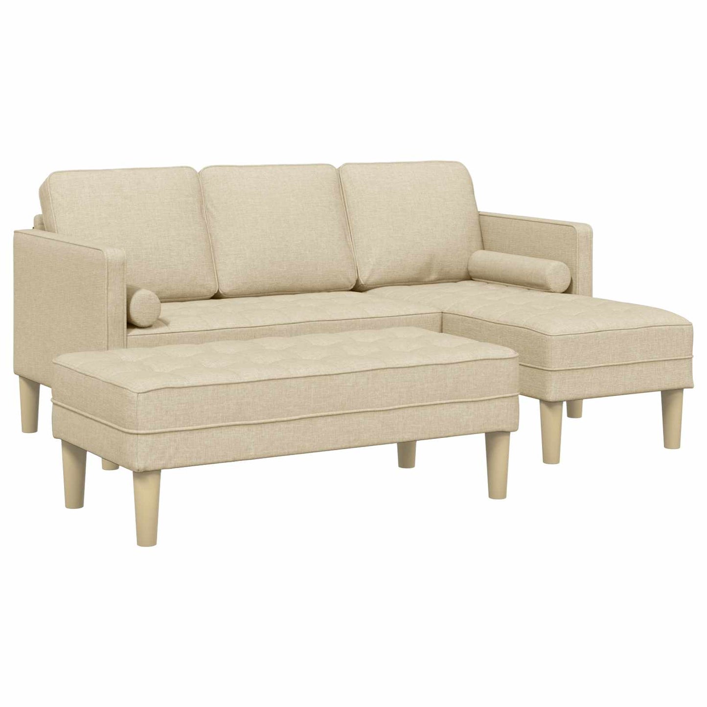 Sofa Sæt 2 stk. Creme Polyester