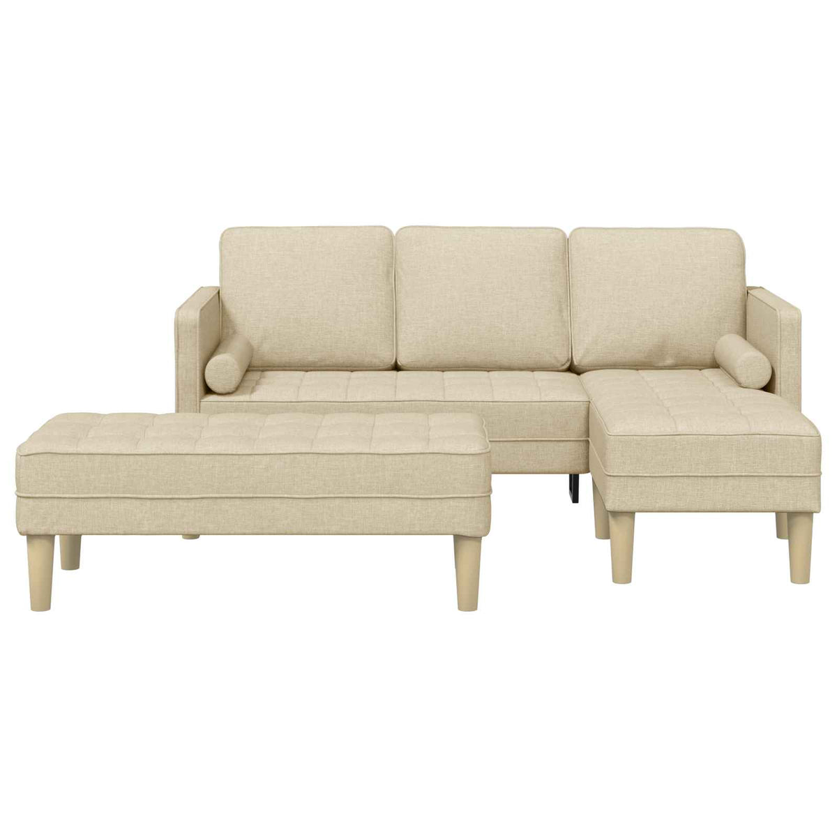 Sofa Sæt 2 stk. Creme Polyester