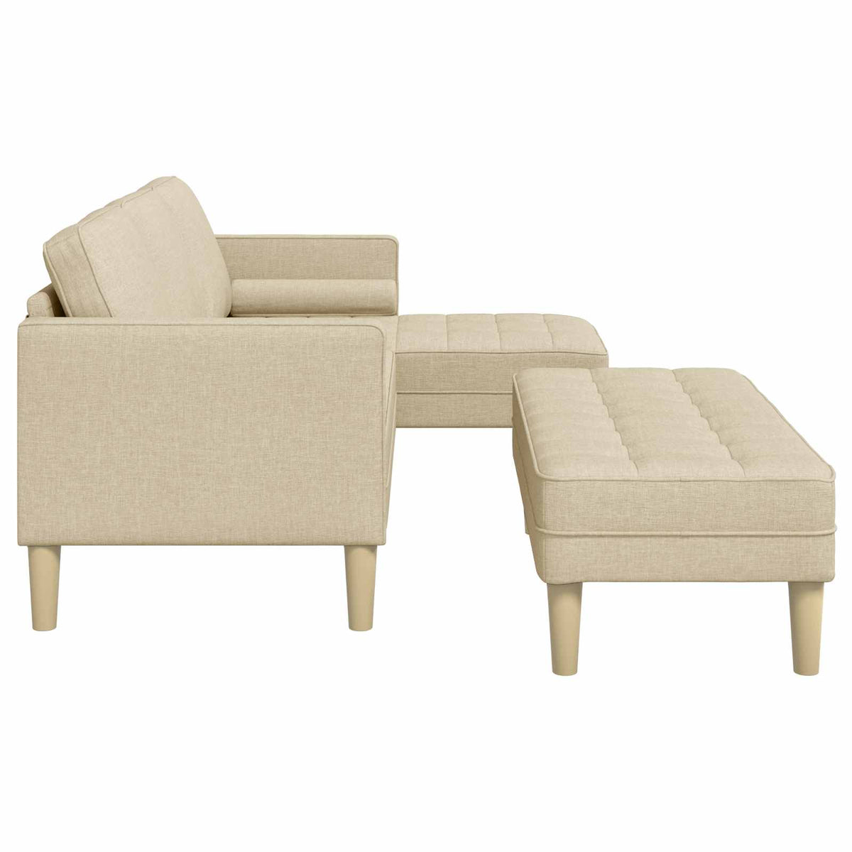 Sofa Sæt 2 stk. Creme Polyester