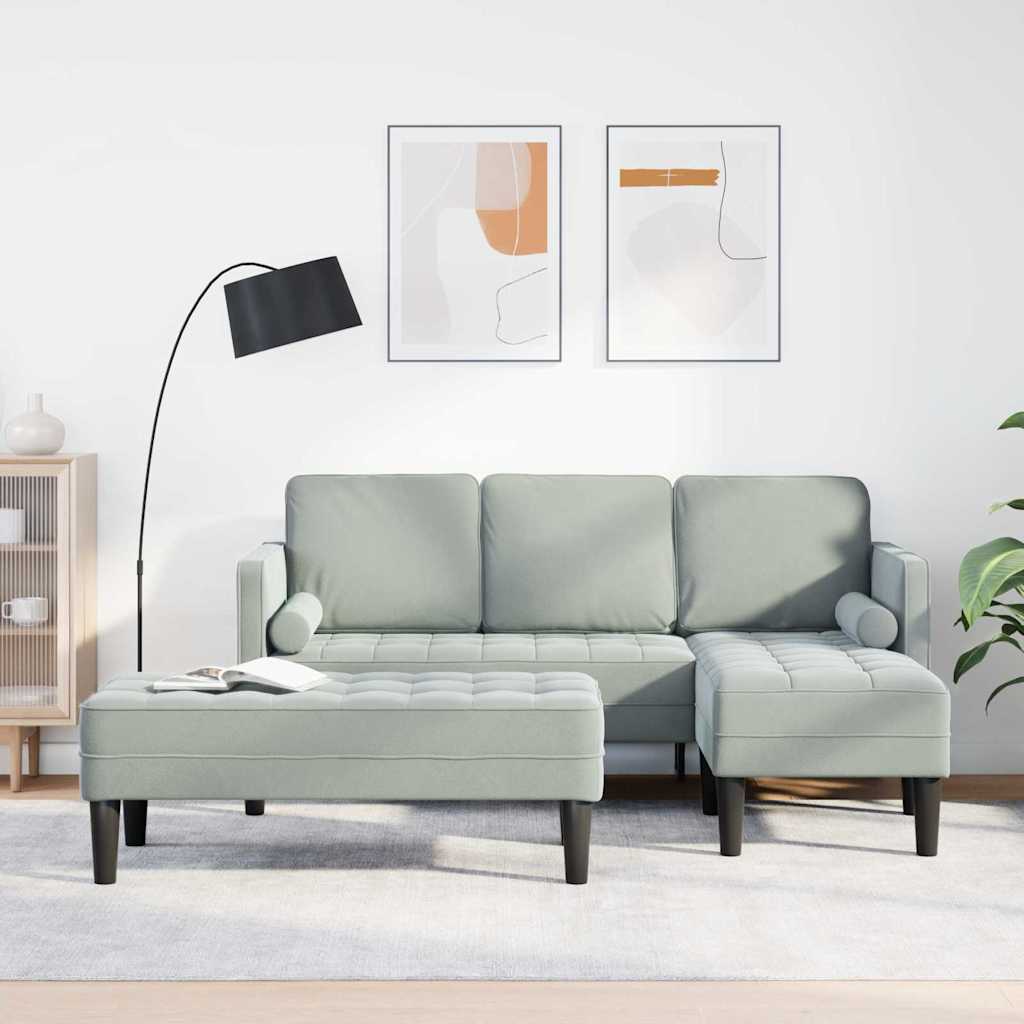 Sofa Sæt 2 stk. Lysegrå Polyester