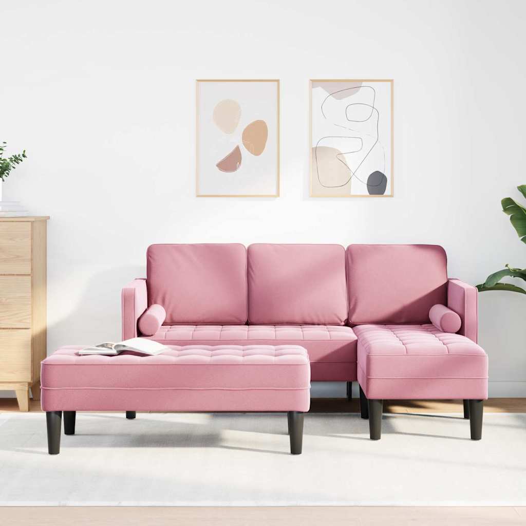 Sofa Sæt 2 stk. Lyserød Polyester