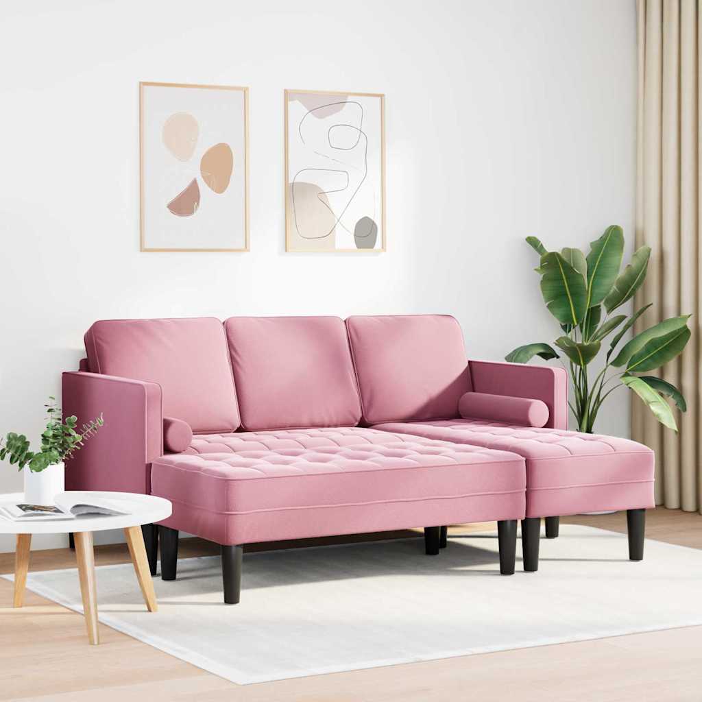 Sofa Sæt 2 stk. Lyserød Polyester