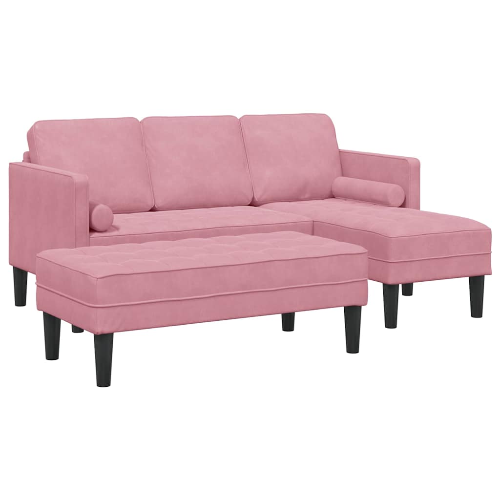 Sofa Sæt 2 stk. Lyserød Polyester