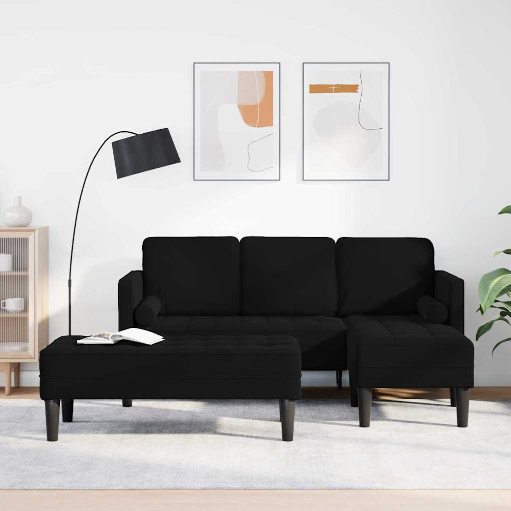 Sofa Sæt 2 stk. Sort Polyester
