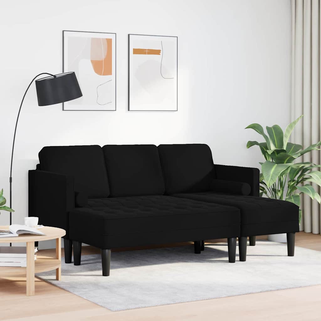 Sofa Sæt 2 stk. Sort Polyester