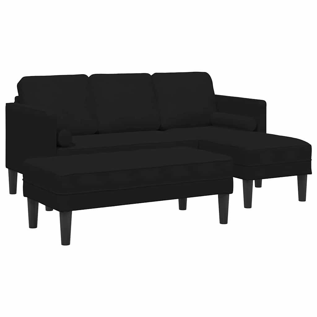 Sofa Sæt 2 stk. Sort Polyester