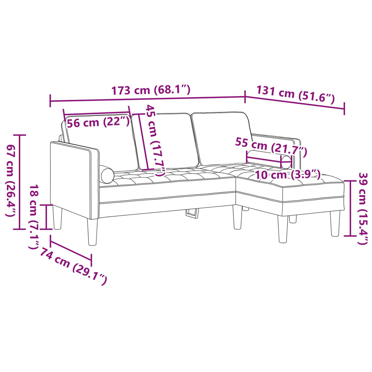 Sofa Sæt 2 stk. Gul Polyester