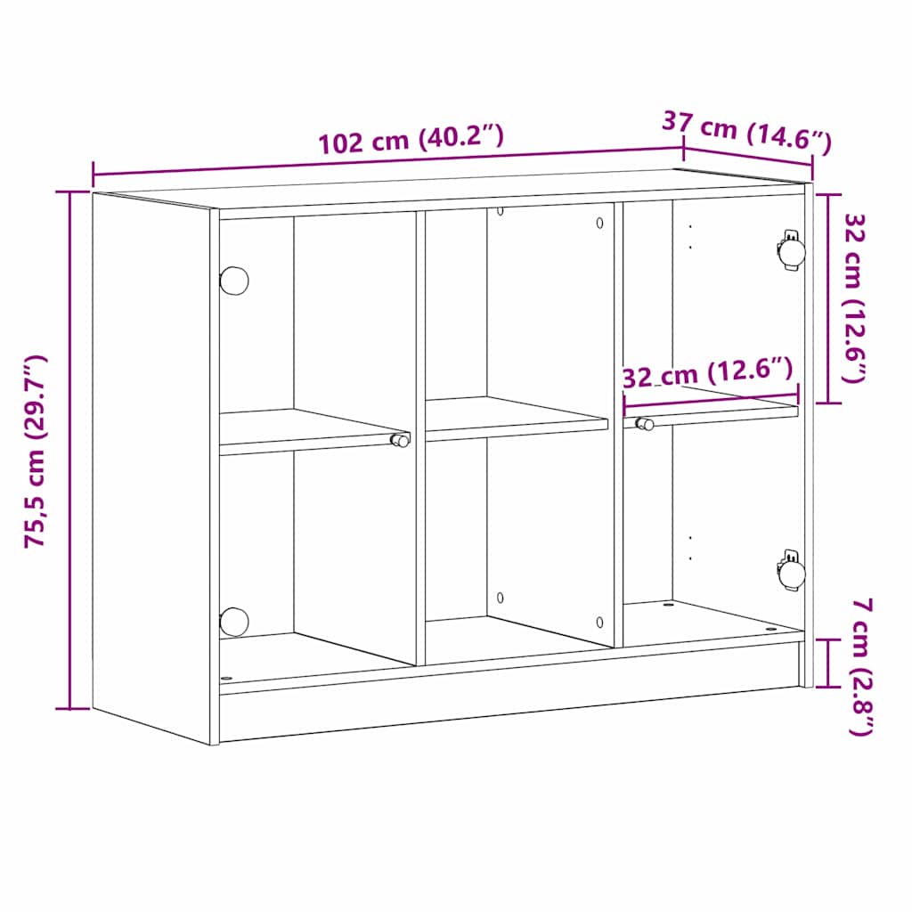Sideboard Sort eg 100 x 37 x 75,5 cm