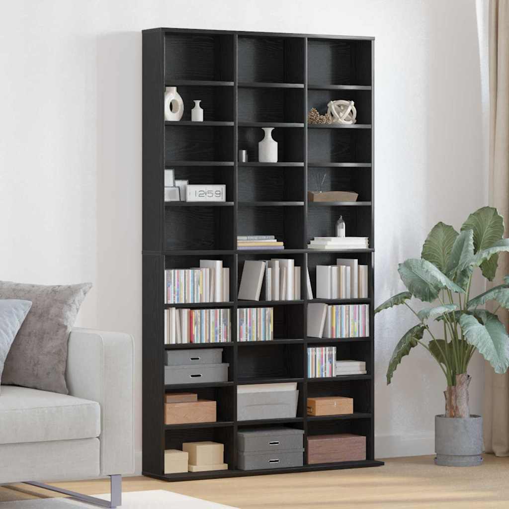 CD Skab Sort eg 101 x 23 x 177,5 cm Konstrueret træ