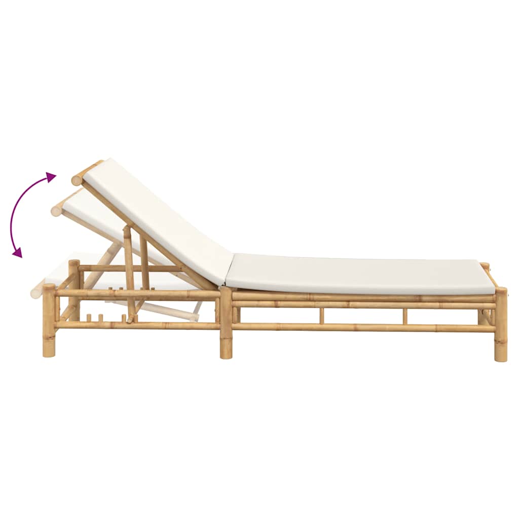 liggestol med hynder 55x199x30 cm bambus
