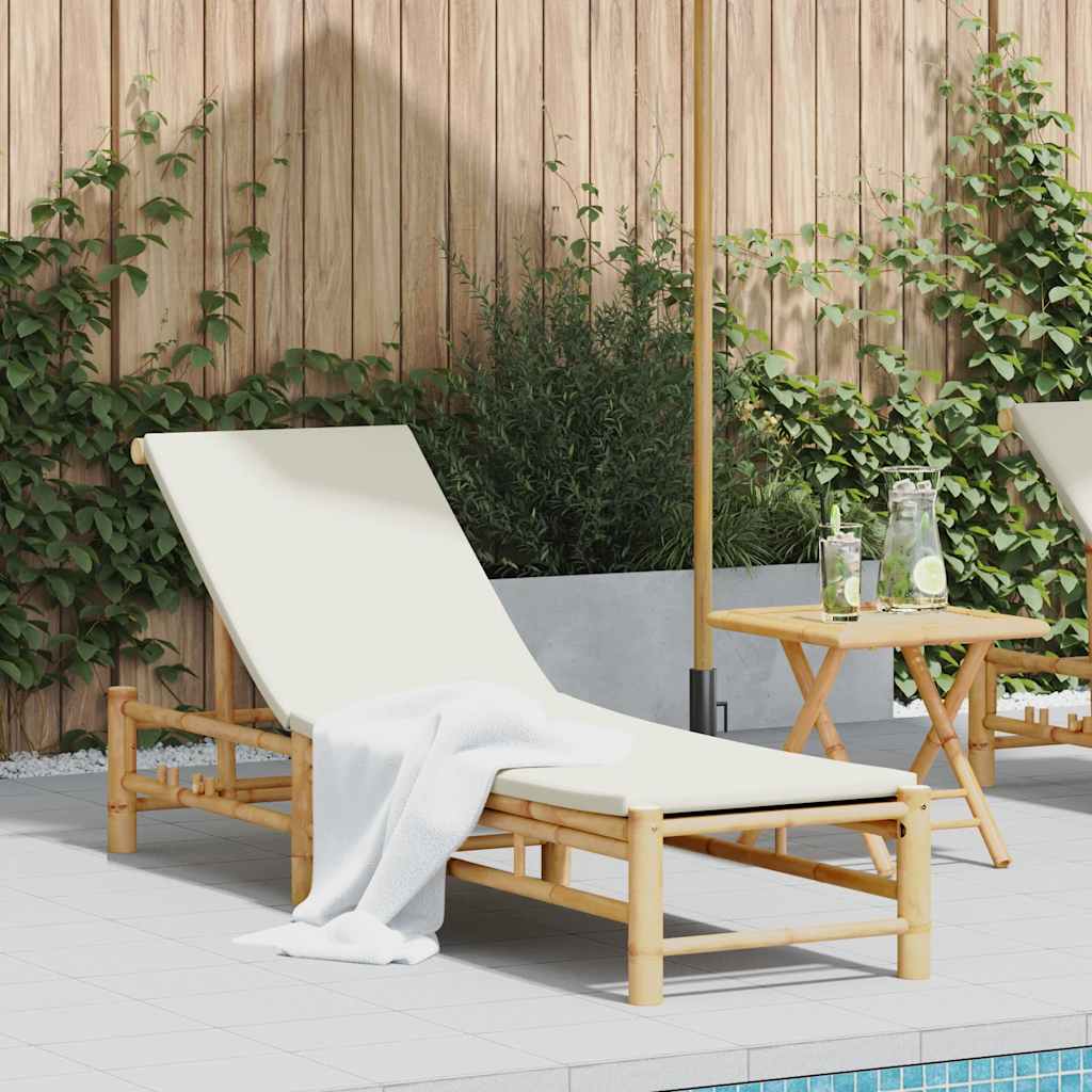 liggestol med hynder 55x199x30 cm bambus