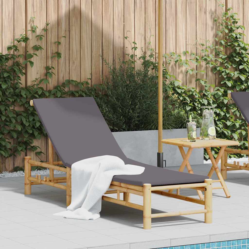 liggestol med hynder 55x199x30 cm bambus