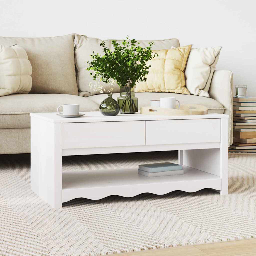 Sofabord Drammen Hvid 99 x 55 x 45 cm Massiv fyrretræ