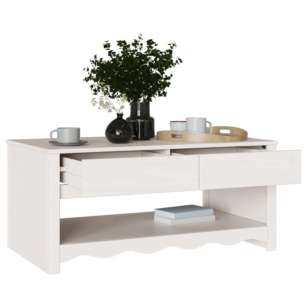Sofabord Drammen Hvid 99 x 55 x 45 cm Massiv fyrretræ