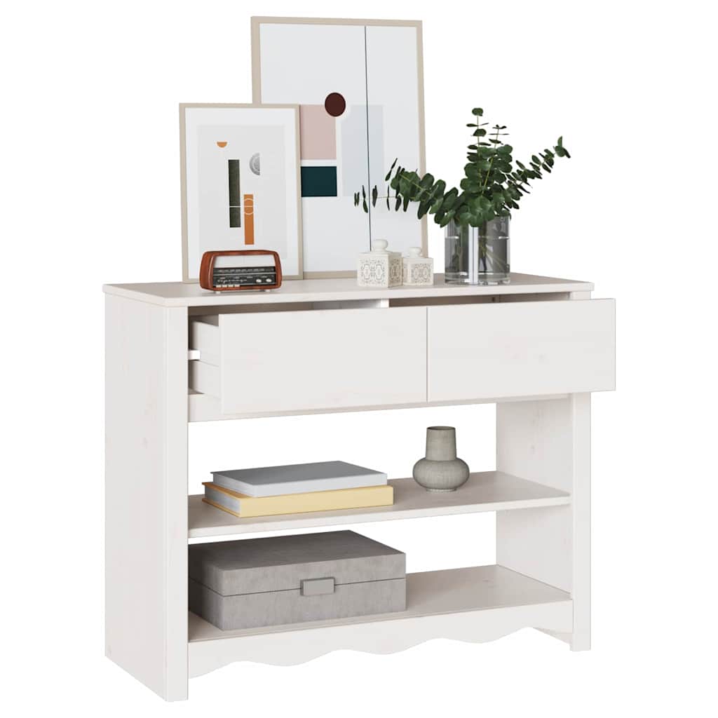 Konsolbord Drammen Hvid 89,5 x 37 x 73 cm Massiv fyrretræ