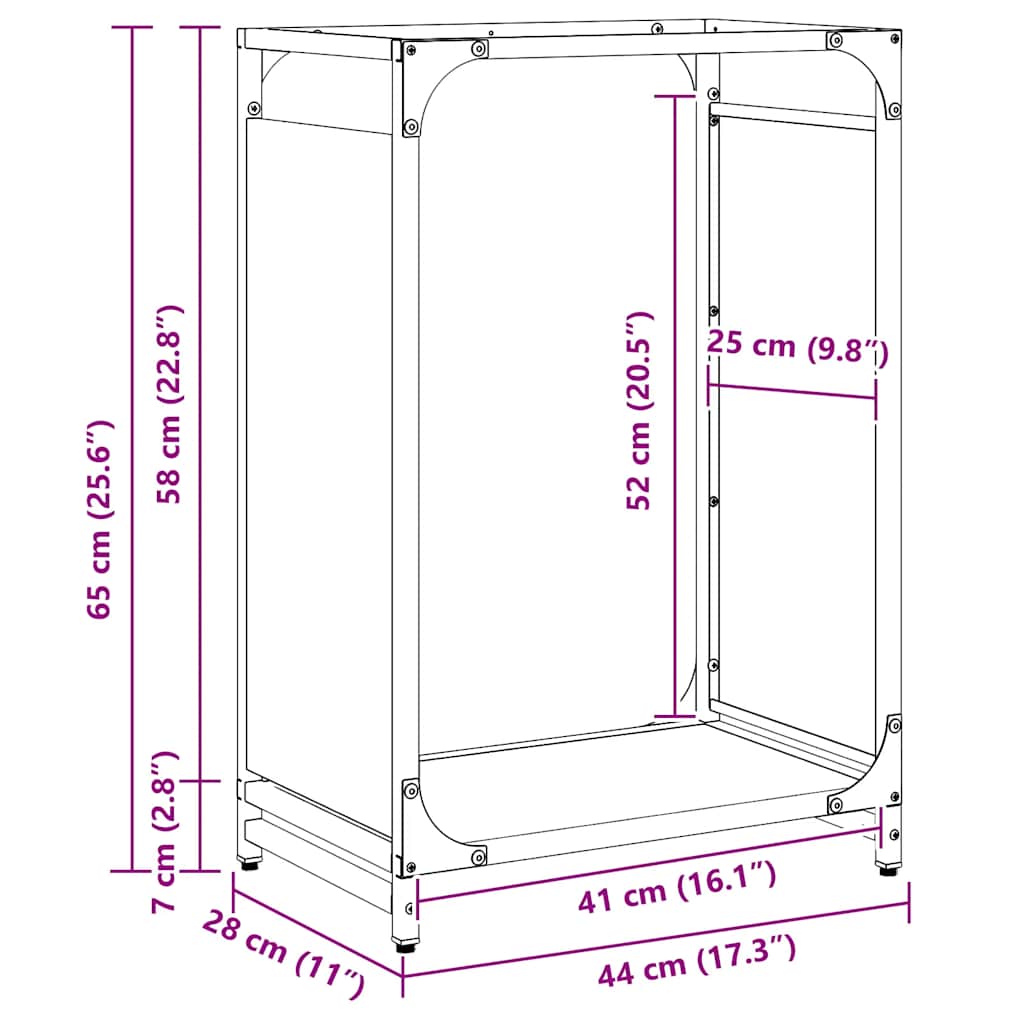 brændestativ 44x28x65 cm koldvalset stål antracitgrå