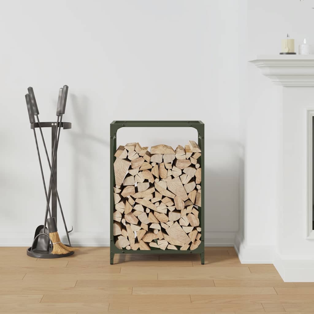 brændestativ 44x28x65 cm koldvalset stål olivengrøn