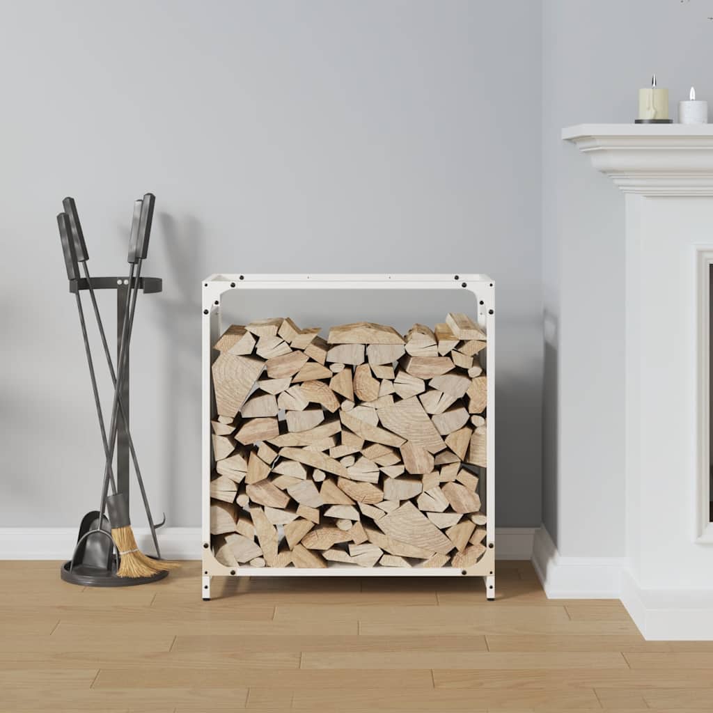 brændestativ 60x28x65 cm koldvalset stål hvid