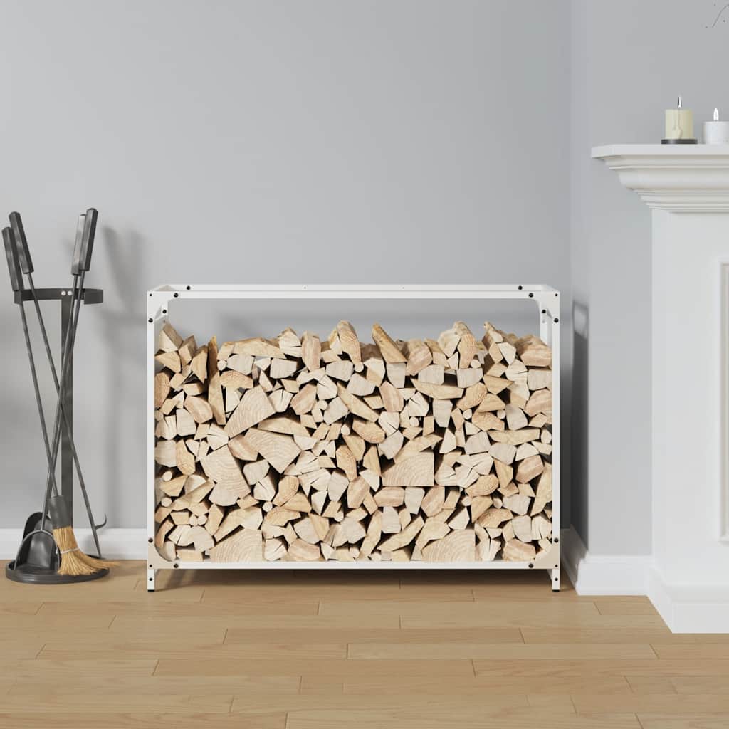 brændestativ 90x28x65 cm koldvalset stål hvid