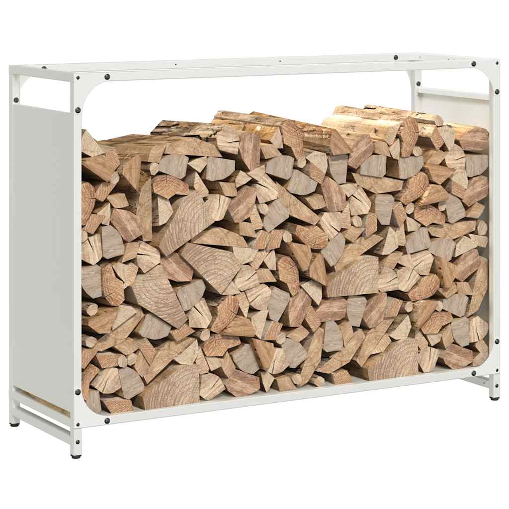brændestativ 90x28x65 cm koldvalset stål hvid