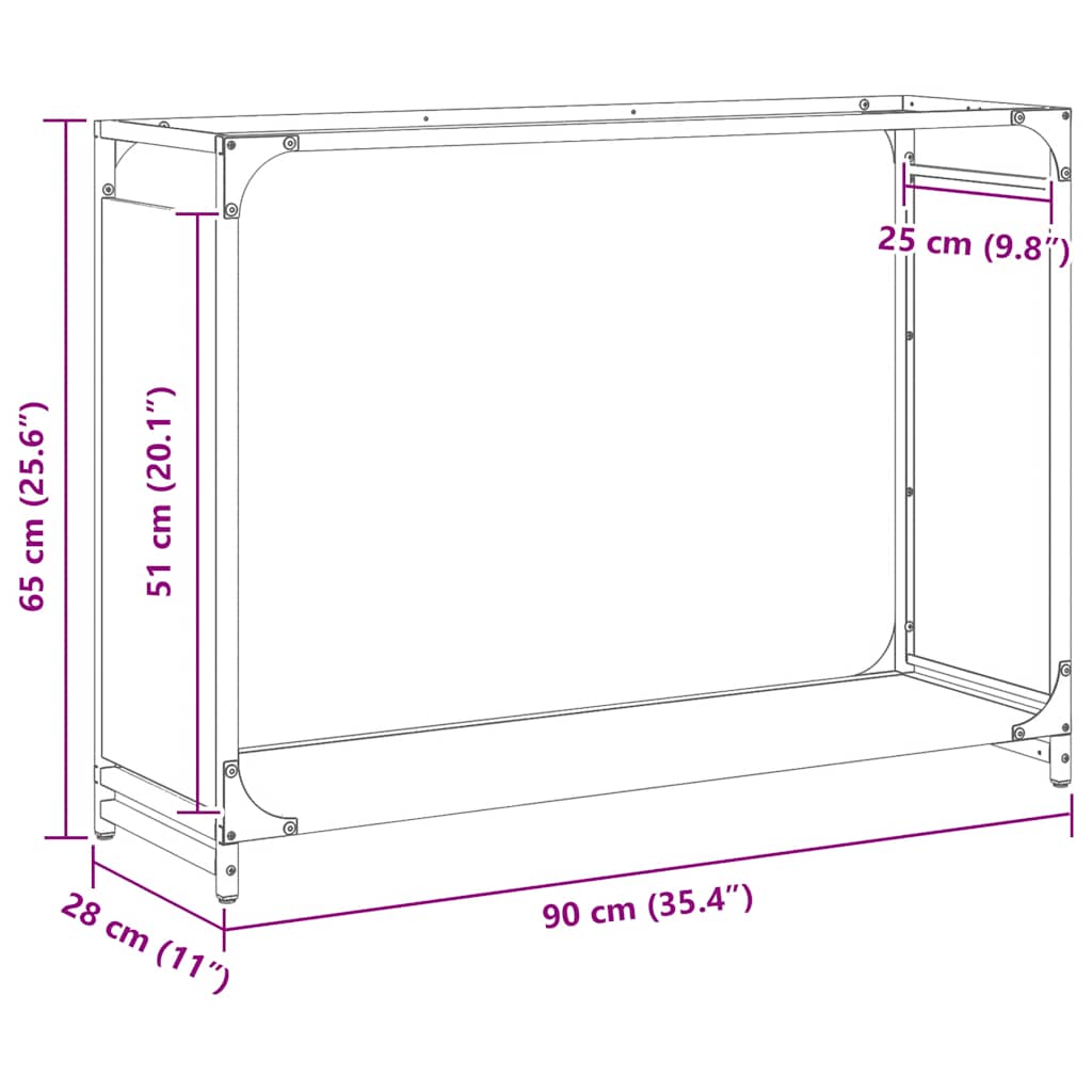 brændestativ 90x28x65 cm koldvalset stål hvid