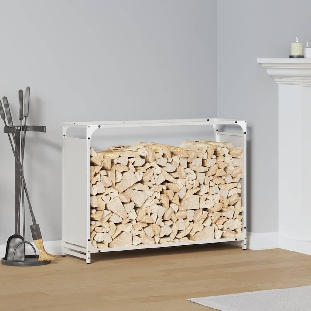 brændestativ 90x28x65 cm koldvalset stål hvid