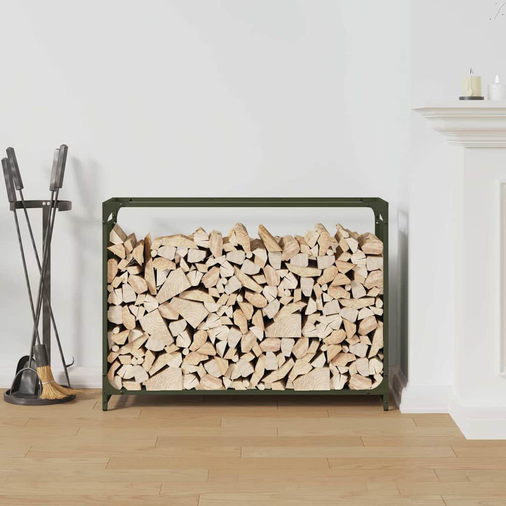 brændestativ 90x28x65 cm koldvalset stål olivengrøn