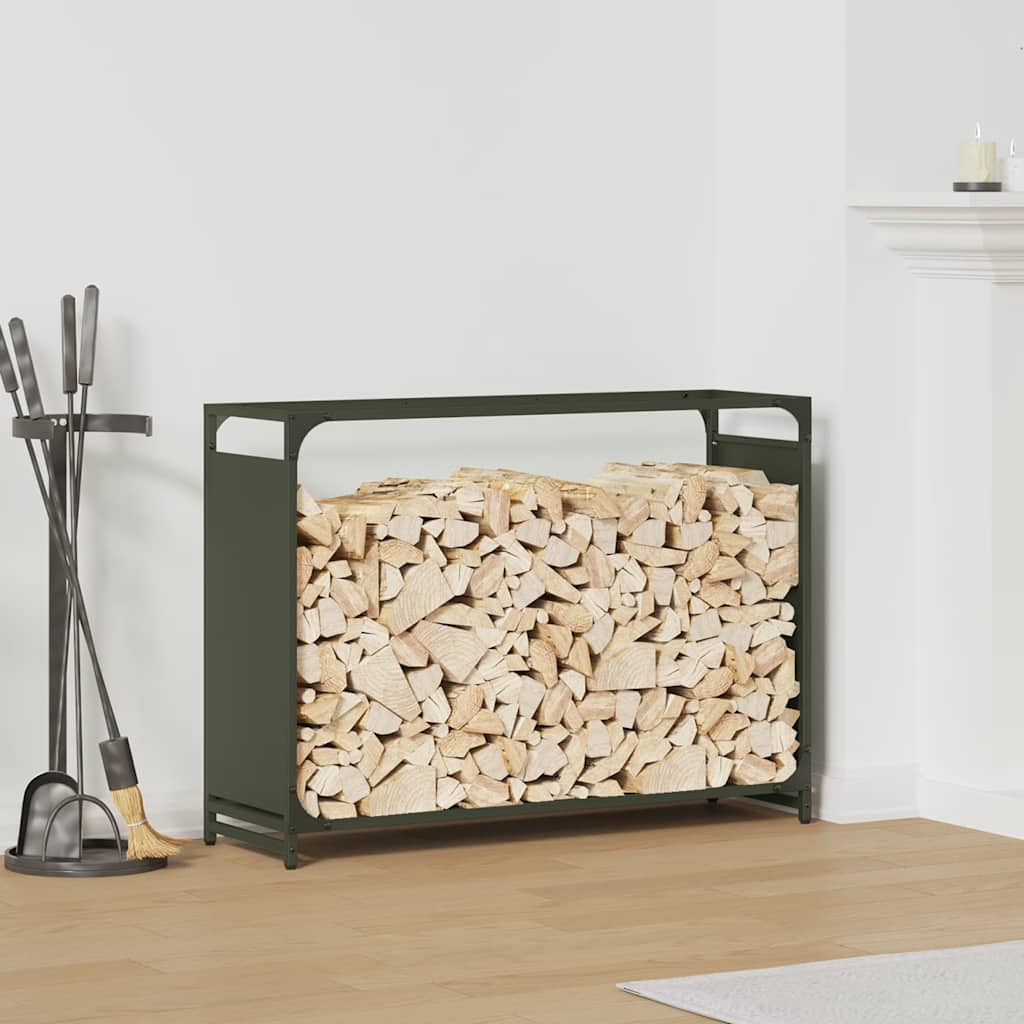 brændestativ 90x28x65 cm koldvalset stål olivengrøn