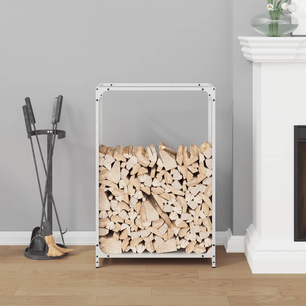 brændestativ 60x28x90 cm koldvalset stål hvid