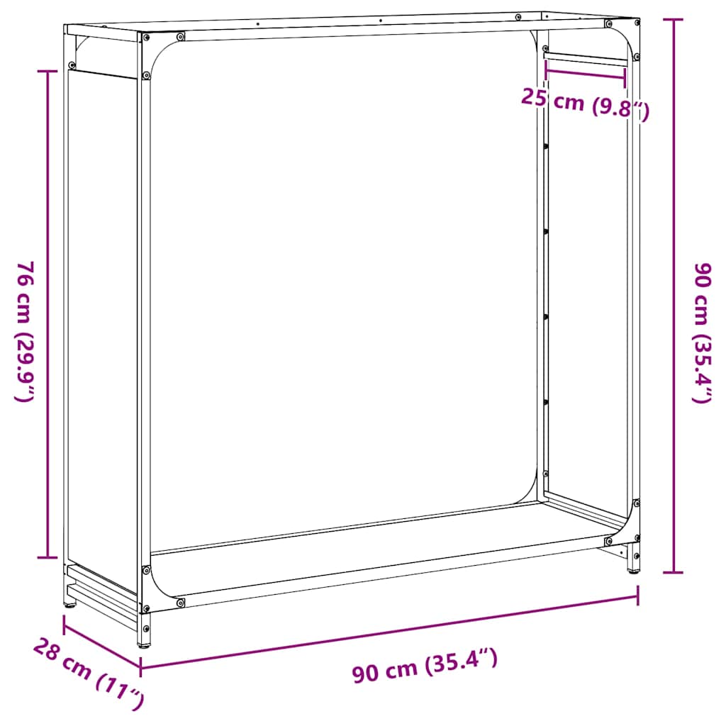 brændestativ 90x28x90 cm koldvalset stål sort