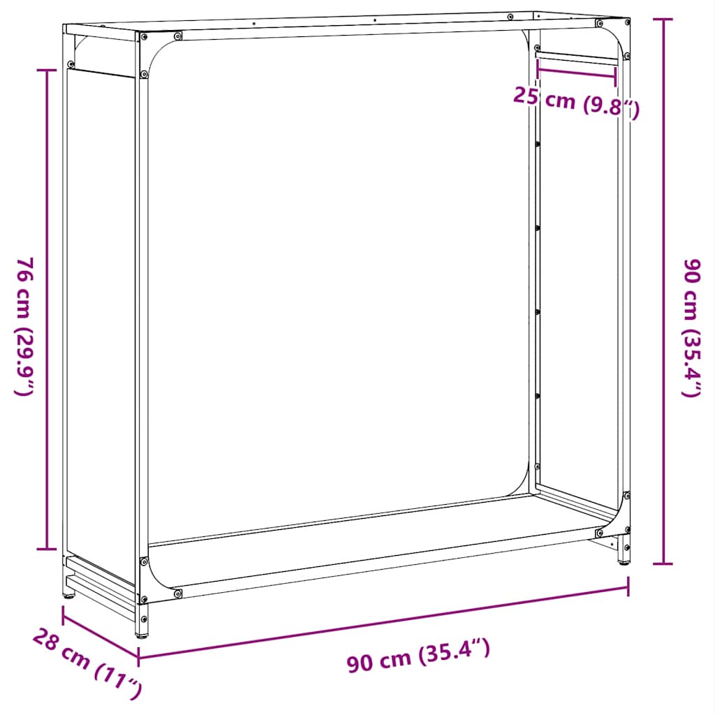 brændestativ 90x28x90 cm koldvalset stål hvid