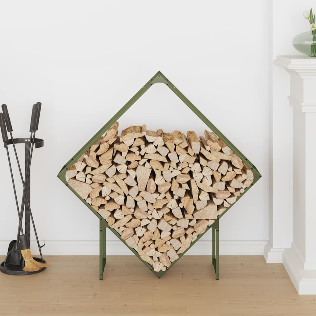 brændestativ 100x25x100 cm koldvalset stål olivengrøn