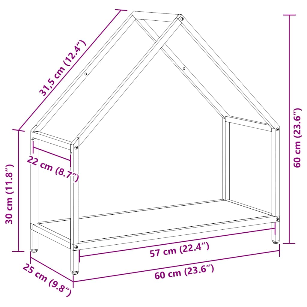 brændestativ 60x25x60 cm koldvalset stål sort