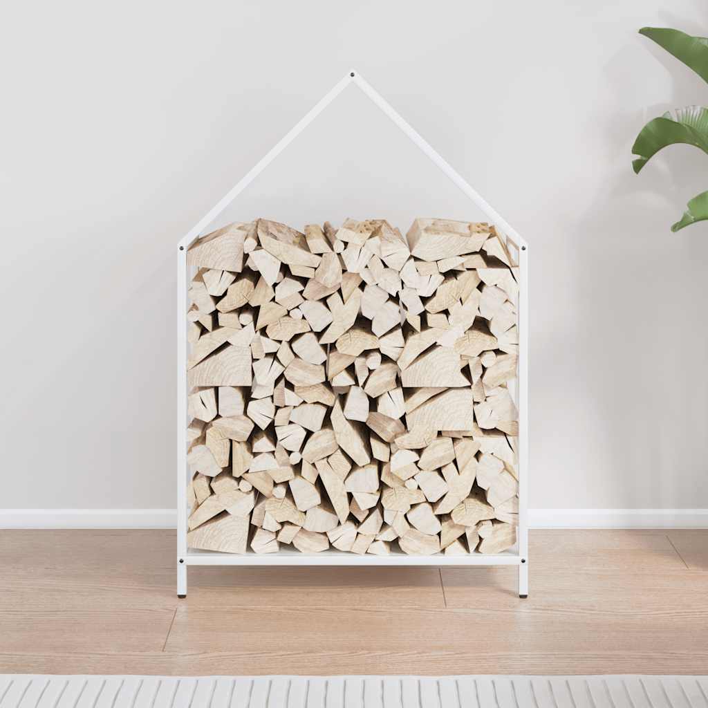 brændestativ 60x25x90 cm koldvalset stål hvid