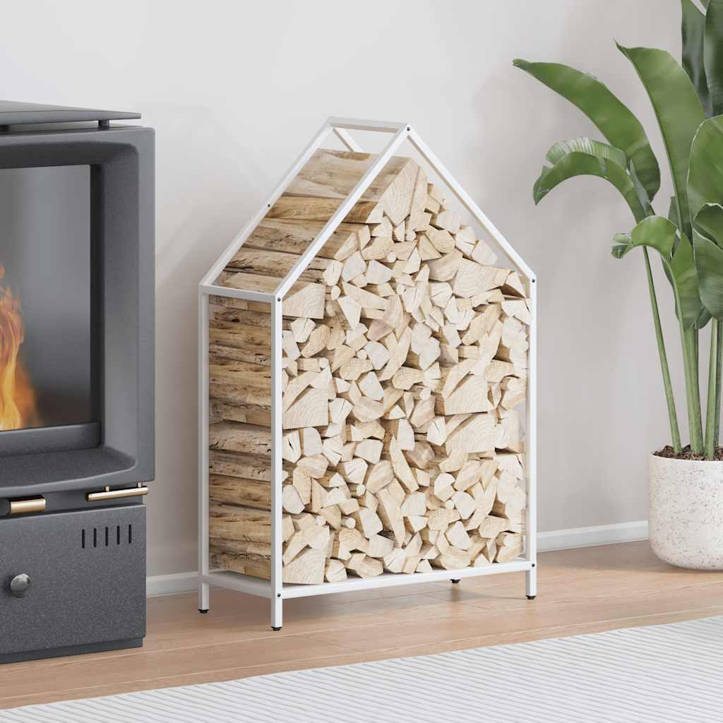 brændestativ 60x25x90 cm koldvalset stål hvid