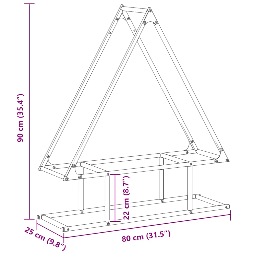 brændestativ 80x25x90 cm koldvalset stål hvid