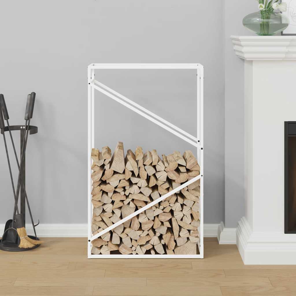 brændestativ 60x25x100 cm koldvalset stål hvid